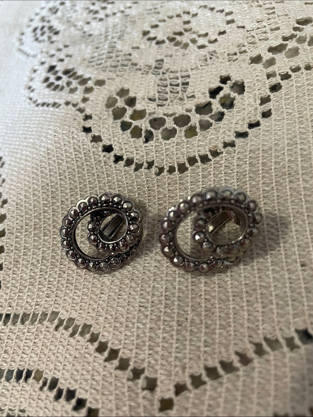 Avon Silver-Tone Beaded Swirl Clip-On Earrings